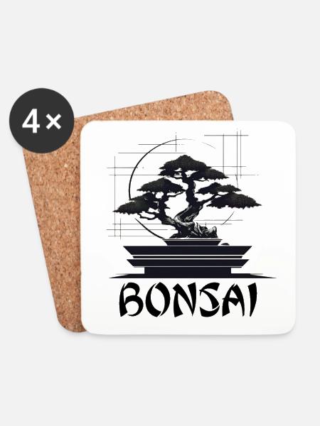 Bonsai Baum Bonsaischale Japanischer Baum - Untersetzer (4er-Set) - Weiß