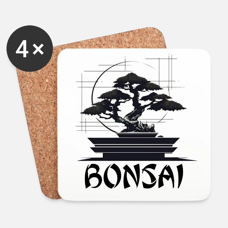 Bonsai Baum Bonsaischale Japanischer Baum - Untersetzer (4er-Set) - Weiß