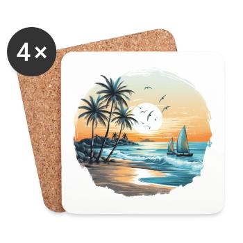ozean-vibes, strand-vibes, sonnenuntergang am strand, oce - Untersetzer (4er-Set) - Weiß - Vorne