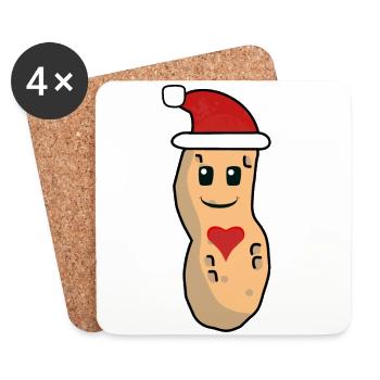 Weihnachtsmann Nikolaus Erdnuss Weihnachten Nuss - Untersetzer (4er-Set) - Weiß - Vorne