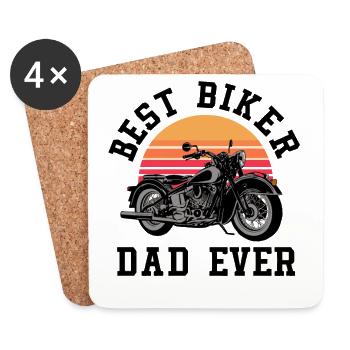 Best Biker Dad Ever Motorradfahren - Untersetzer (4er-Set) - Weiß - Vorne