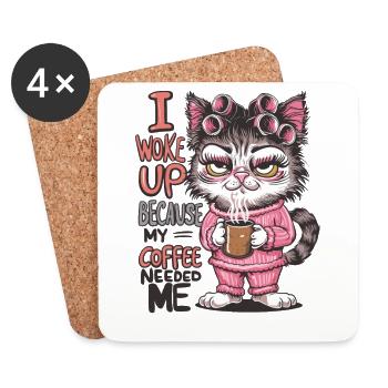 I Woke Up Because My Coffee Needed Me für - Untersetzer (4er-Set) - Weiß - Vorne