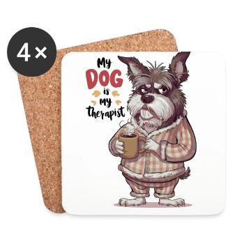 Mein Hund ist mein Therapeut Tierliebhaber - Untersetzer (4er-Set) - Weiß - Vorne