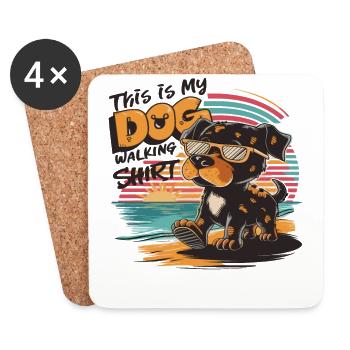 This Is My Dog Walking Motiv für einen - Untersetzer (4er-Set) - Weiß - Vorne