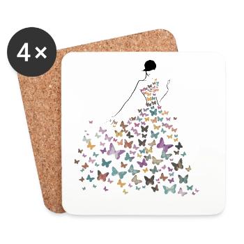 Schmetterling Elegant für alle Jahreszeiten - Untersetzer (4er-Set) - Weiß - Vorne