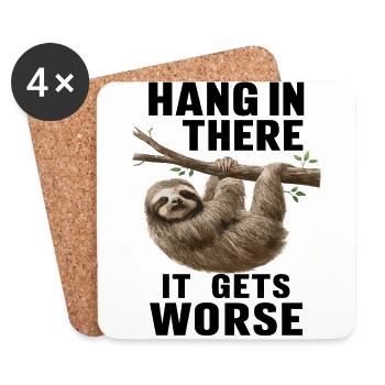 Relax Faultier Entspannen Chillen Hang in There - Untersetzer (4er-Set) - Weiß - Vorne