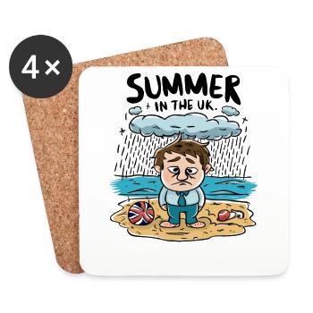 Sommer in England Wetter Regen Regnerisch Spaß - Untersetzer (4er-Set) - Weiß - Vorne