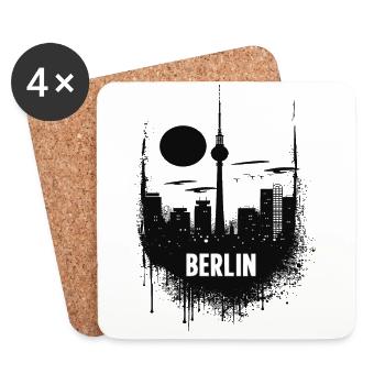 Berliner Skyline - Untersetzer (4er-Set) - Weiß - Vorne