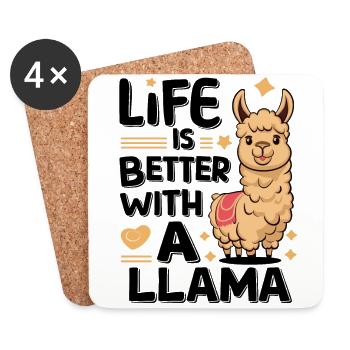 Life is Better With A Llama für Lama Liebhaber - Untersetzer (4er-Set) - Weiß - Vorne