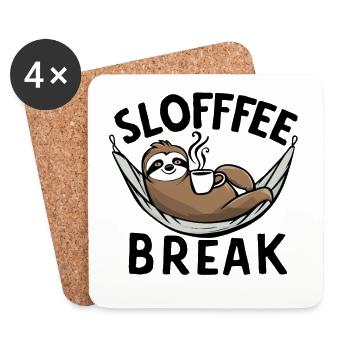Kaffeepause Faultier Kaffee-Liebhaber Spaß - Untersetzer (4er-Set) - Weiß - Vorne