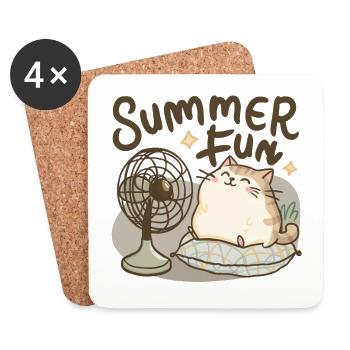 Niedliche Katze genießt den Sommerspaß für - Untersetzer (4er-Set) - Weiß - Vorne