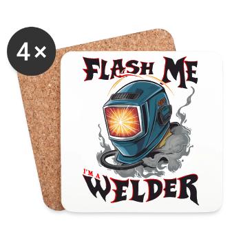 FLASH ME I'M A WELDER für einen Schweißer - Untersetzer (4er-Set) - Weiß - Vorne