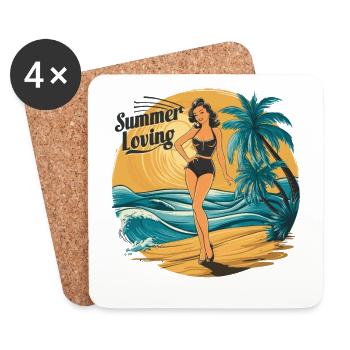 Retro Summer Loving Beach Vibes für einen - Untersetzer (4er-Set) - Weiß - Vorne