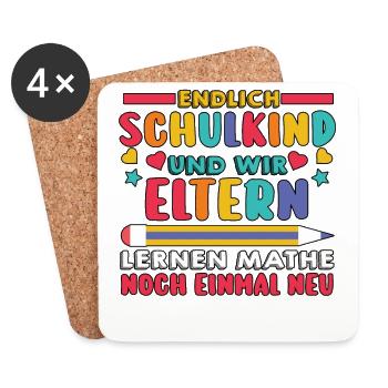 Parents Schoolchild Primary School First Grade School Enrollment - Coasters (set of 4) - white - Front
