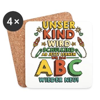 Parents School Child Primary School First Grade Enrollment - Coasters (set of 4) - white - Front