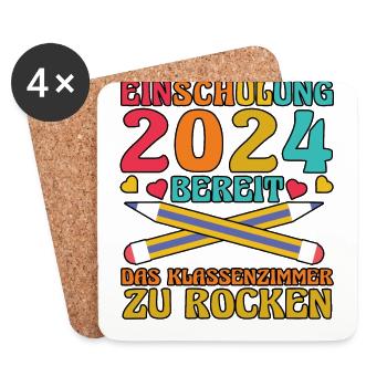 1st Grade Schoolchild Back to School Enrollment - Coasters (set of 4) - white - Front
