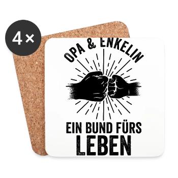 Großvater Enkelin Opa - Untersetzer (4er-Set) - Weiß - Vorne