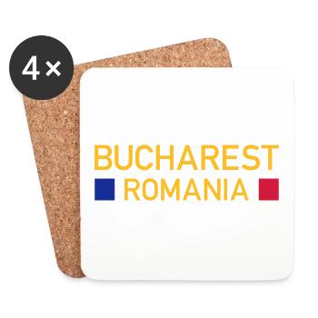 Bucarest, Roumanie (deux places) - Dessous de verre (lot de 4) - blanc - Devant
