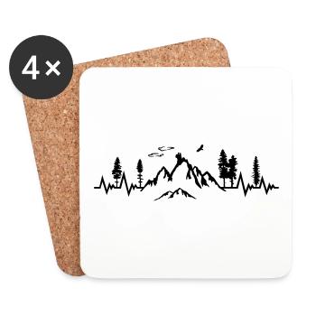Hiking heartbeat, mountain pulse - Coasters (set of 4) - white - Front
