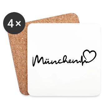Battement de cœur de Munich - Dessous de verre (lot de 4) - blanc - Devant