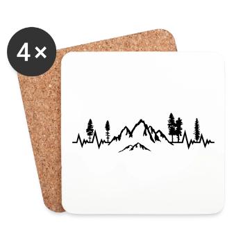 mountain, hiking, forest, nature heartbeat - Coasters (set of 4) - white - Front