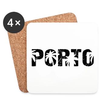 Porto Portugal Beach Palms - Untersetzer (4er-Set) - Weiß - Vorne