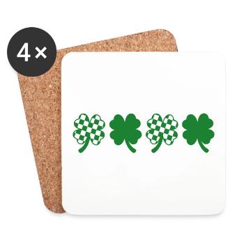 Trèfle Damier Fête Saint Patrick - Dessous de verre (lot de 4) - blanc - Devant
