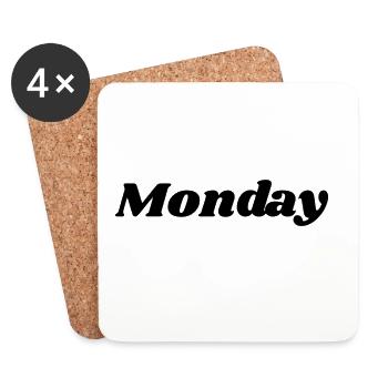 Lundi – Conception typographique minimaliste - Dessous de verre (lot de 4) - blanc - Devant