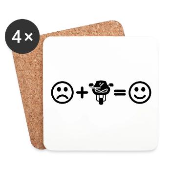 Motorcycle Smiley Motorcyclist - Coasters (set of 4) - white - Front