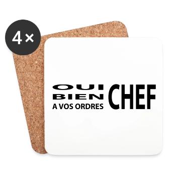 oui chef - Dessous de verre (lot de 4) - blanc - Devant