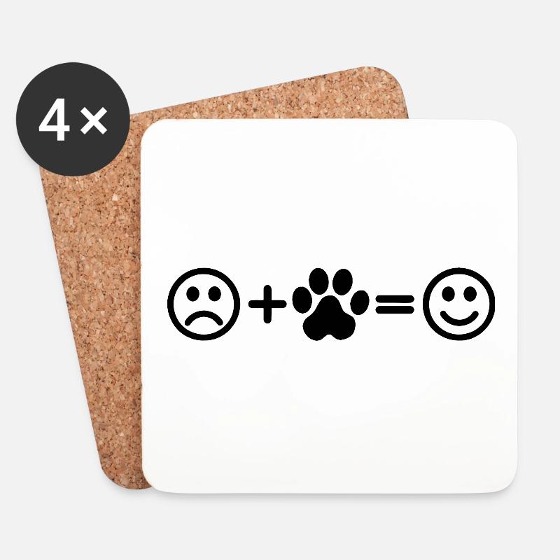 Hunde Pfote Smiley - Untersetzer (4er-Set) - Weiß