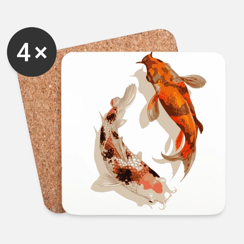 Koi-Fisch - Untersetzer (4er-Set) - Weiß