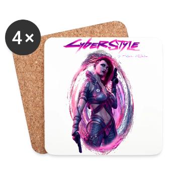 Mujer sexy cyborg Cyber style cyberpunk2077 Fanart - Coasters (set of 4) - white - Front