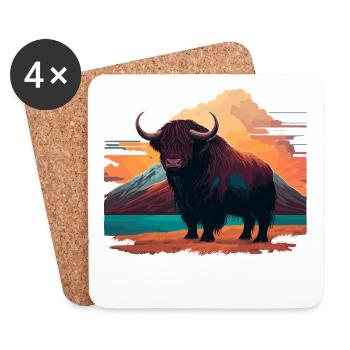 Himalaya Yak Ilustration - Coasters (set of 4) - white - Front