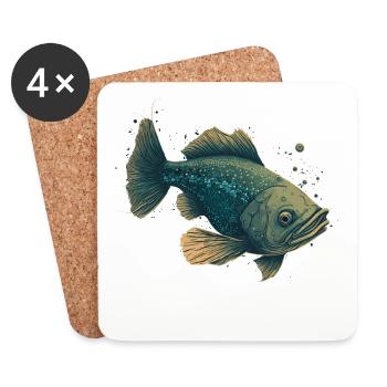 Lustige Fische - Untersetzer (4er-Set) - Weiß - Vorne