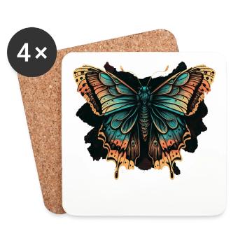 Gleitender Schmetterling - Untersetzer (4er-Set) - Weiß - Vorne