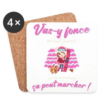 Vas y fonce ça peut marcher, Motivation filles, - Dessous de verre (lot de 4) - blanc - Devant