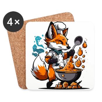 Le Chef Renard - Dessous de verre (lot de 4) - blanc - Devant