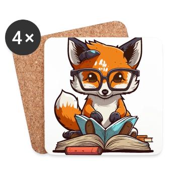 Bookish Fox - Coasters (set of 4) - white - Front