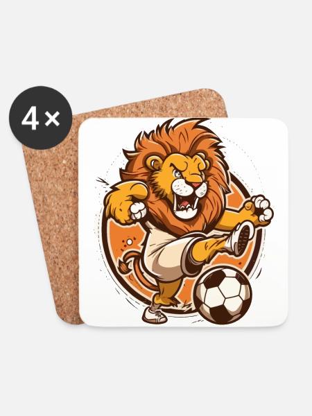 Lion Soccer Star - Untersetzer (4er-Set) - Weiß