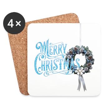 Joyeux Noël neige Noël Vacances - Dessous de verre (lot de 4) - blanc - Devant