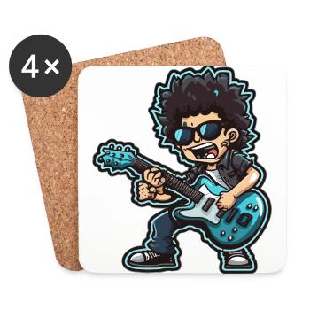 Groovy Laughter: Lustige Cartoon-Person, die Blau spielt - Untersetzer (4er-Set) - Weiß - Vorne