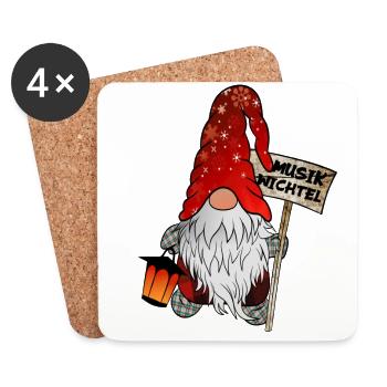Musik Wichtel – Weihnachtsgnom - Untersetzer (4er-Set) - Weiß - Vorne