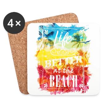 Plage : une vie meilleure - Dessous de verre (lot de 4) - blanc - Devant