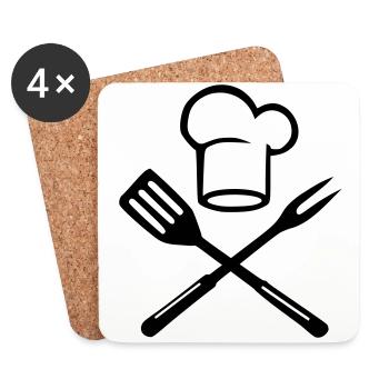 BBQ Chef - Coasters (set of 4) - white - Front