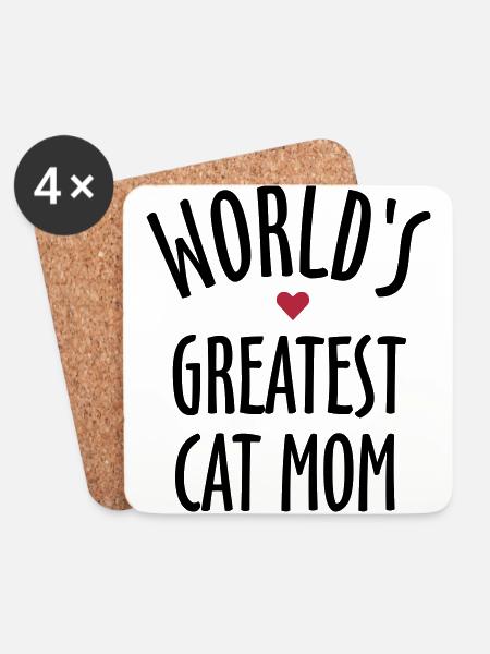 World's Greatest Cat Mom - Coasters (set of 4) - white