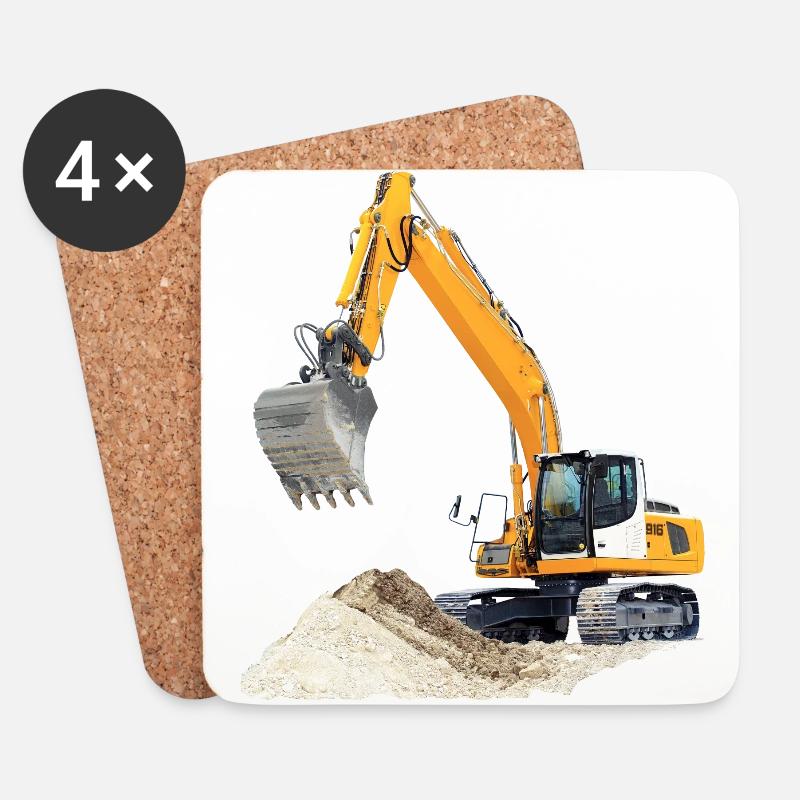 Bagger - Untersetzer (4er-Set) - Weiß