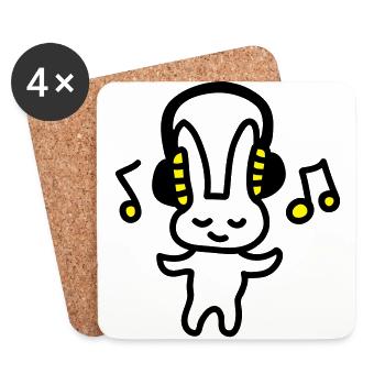 Häschen Musik - Untersetzer (4er-Set) - Weiß - Vorne