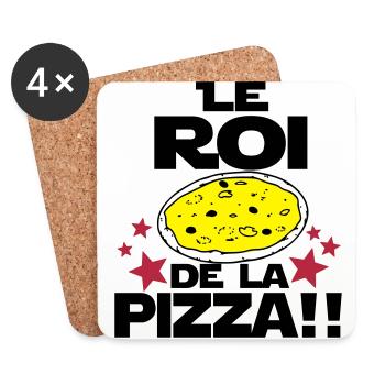 roi de la pizza - Dessous de verre (lot de 4) - blanc - Devant