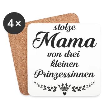Stolze Mama von drei kleinen Prinzessinnen - Untersetzer (4er-Set) - Weiß - Vorne